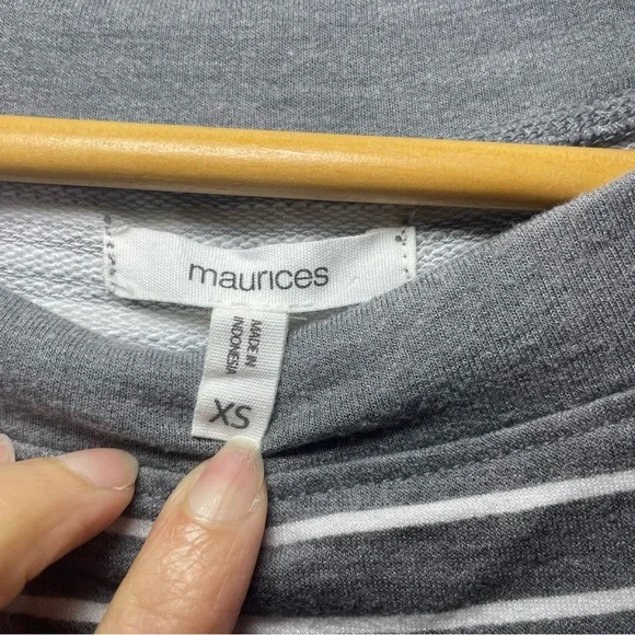Maurices Striped T-Shirt Dress Gray White Short Sleeve Casual Bodycon Size XS - Picture 2 of 10